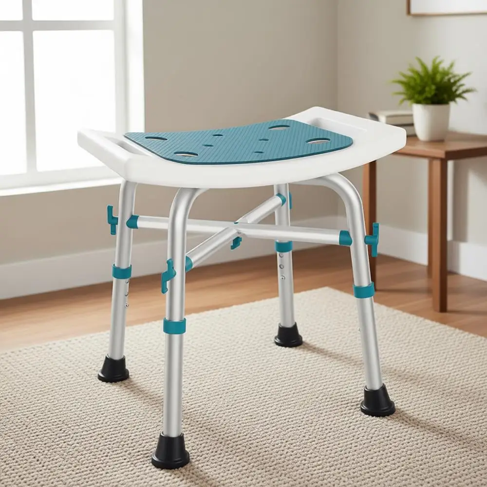 

Adjustable Height Shower Stool for Adults - Teal, 350 lb Capacity