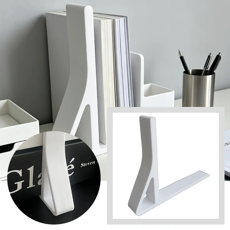 1/2pcs Heavy-Duty Plastic L-Shaped Bookends Suitable for Bookshelves, Desktops, Offices - Modern Minimalist Book Organizers