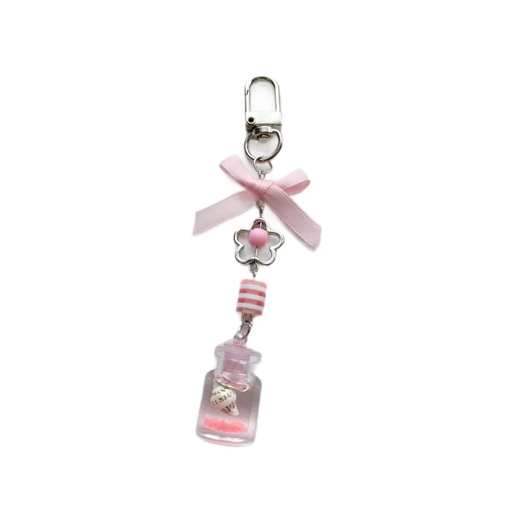 

Girlish Phone Charm Lightweight Pink Charm Pendant Bowknot Bag Charm Compact Bottle Key Chain For Phone Photo Album Keys