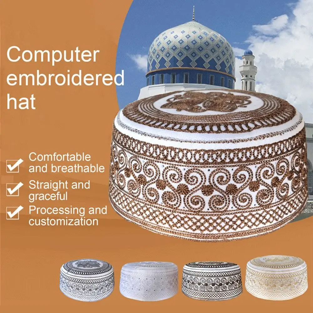 Cappello da preghiera indiano cappello musulmano ricamo turbante arabia saudita Islam ebraico India Caps for Men