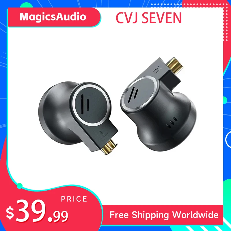 CVJ Seven 1DD+1 in ear flat plug hifi gaming and esports specific boom microphone earphones