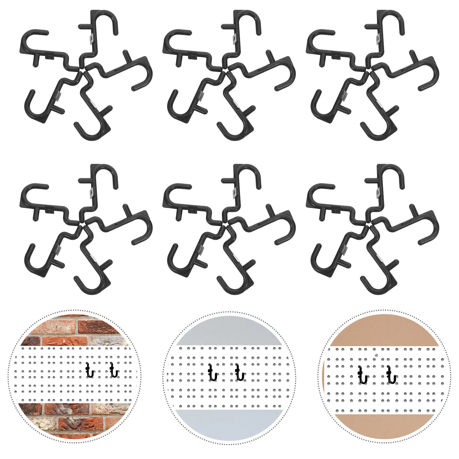 

100Pcs Pegboard Hooks Black Plastic Multipurpose Wall Organizer Garage Kitchen Tool Holders Display Hangers Storage Organizer
