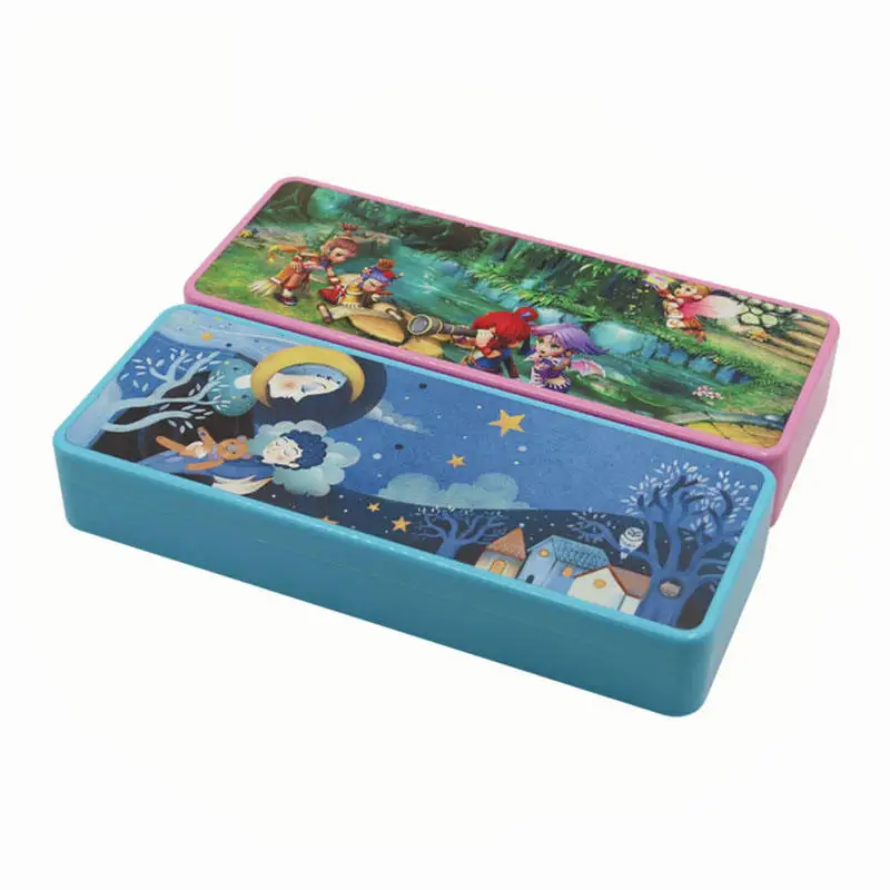 

Free Shipping 5Pcs/Lot Sublimation Blanks Personalized Plastic Pencil Case Double Layers Pencil Box For Kid School Use