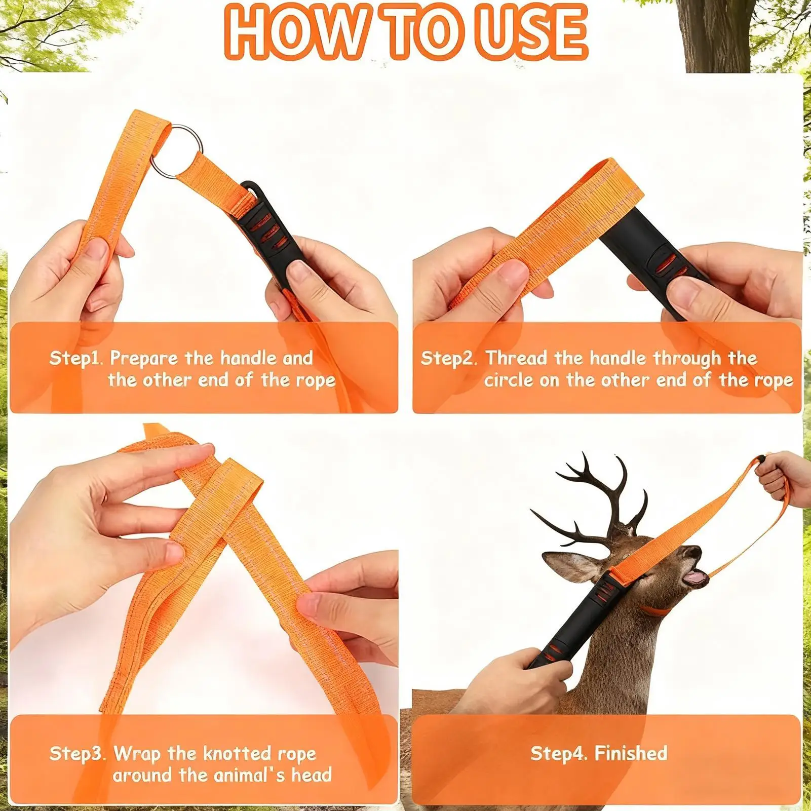 

Цельный портативный съемник, тянущая веревка для оленя, охотничий ремень для оленя с ручкой, универсальный ремешок для фермы на открытом воздухе