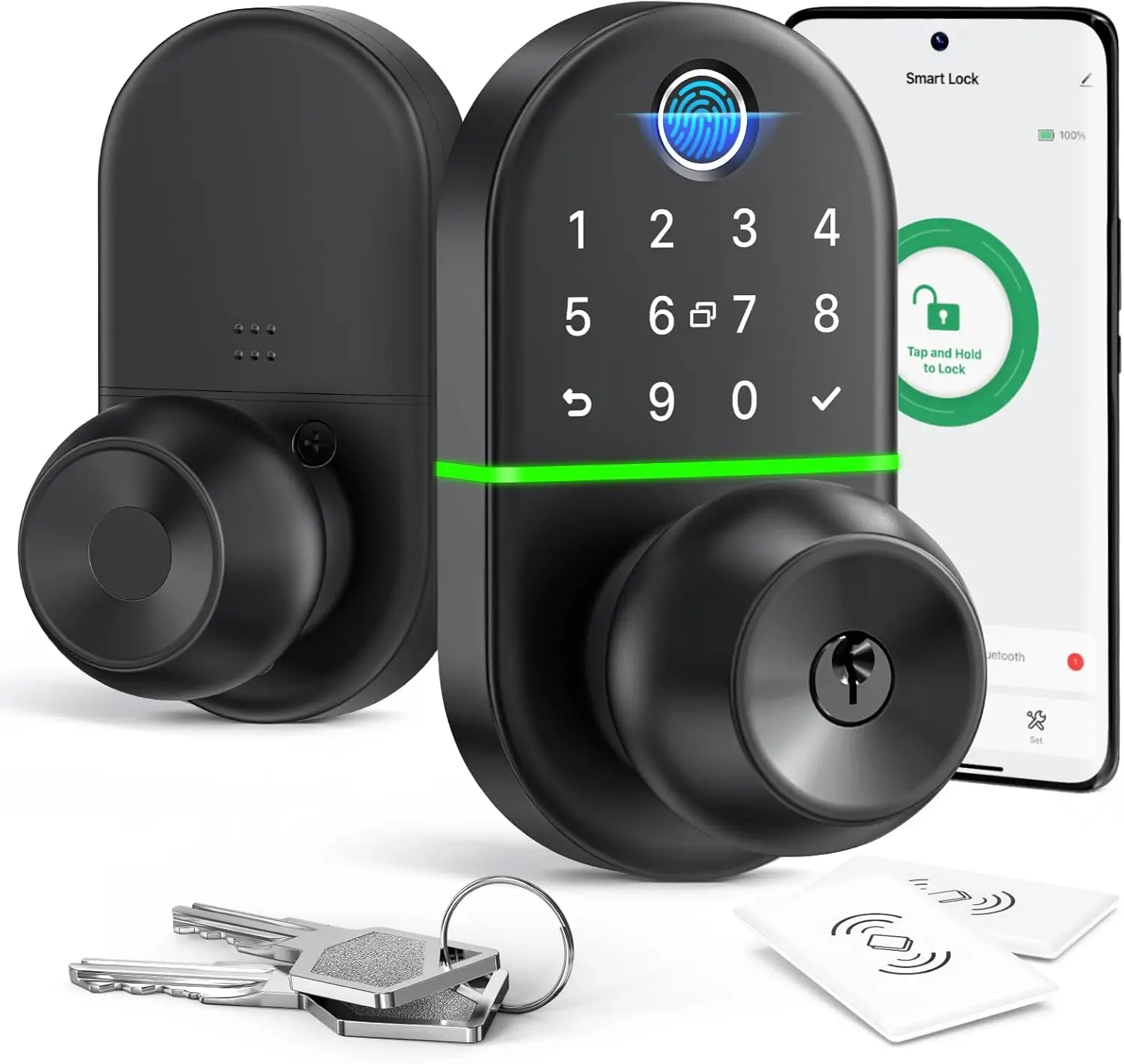 

Keyless Entry Door Lock with Fingerprint, Keypad, App Control - Easy DIY Install
