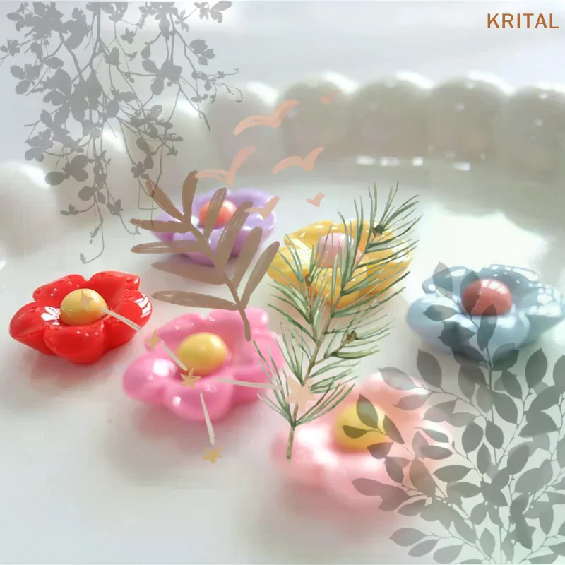 Shiny 22x22mm Flower Series Miniature Flat Back Resin: 10PCS Cabochons Hairpin Scrapbooking DIY Home Decor