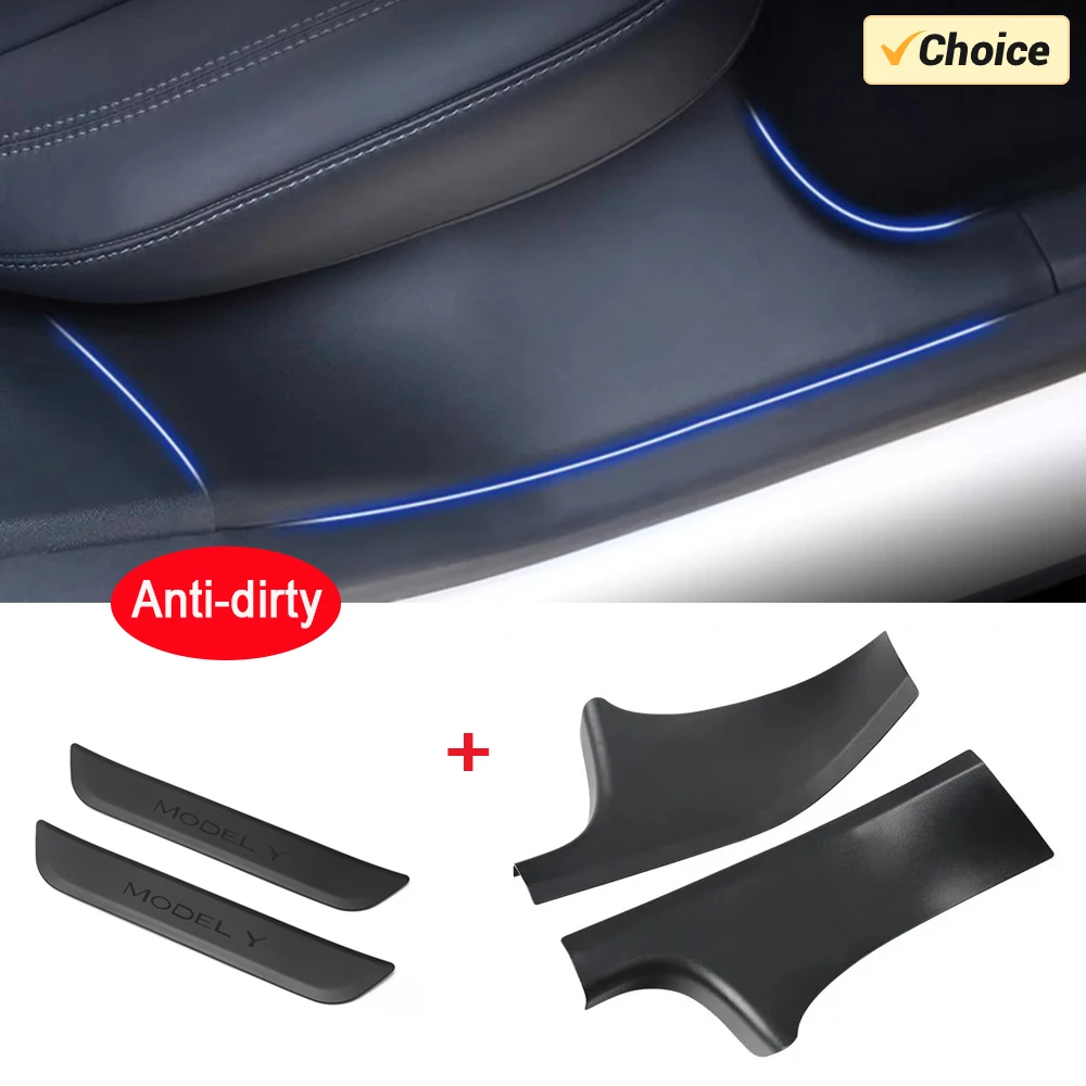 For Tesla Model Y Rear Door Sill Protective Pad Cover Guards Threshold Bumper Strip Sill Original Car Anti Kick Pads Accessories