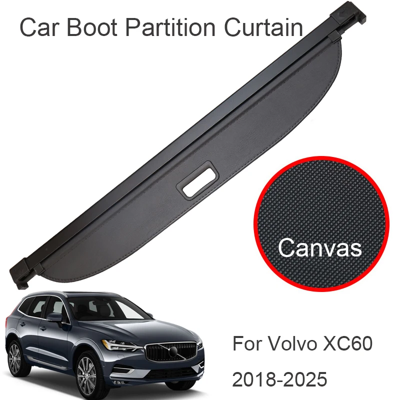 Car Rear Trunk Curtain Cover Rear Rack Partition Shelter Canvas Storage Internal Auto Accessories For Volvo XC60 2008-2025