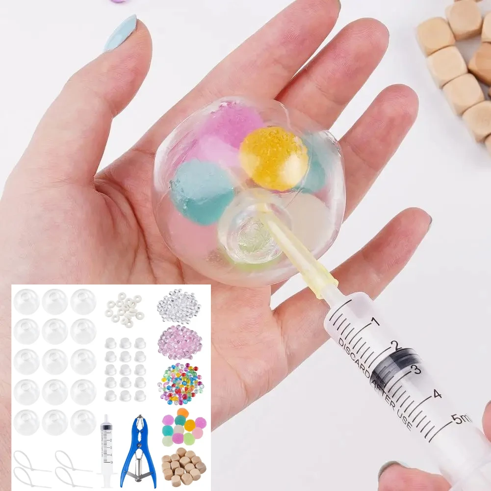 TPR Transparent DIY Squishy Ball Shell Kit, Tear‑Resistant Refillable Stress Ball Making Set for Hands‑On Play
