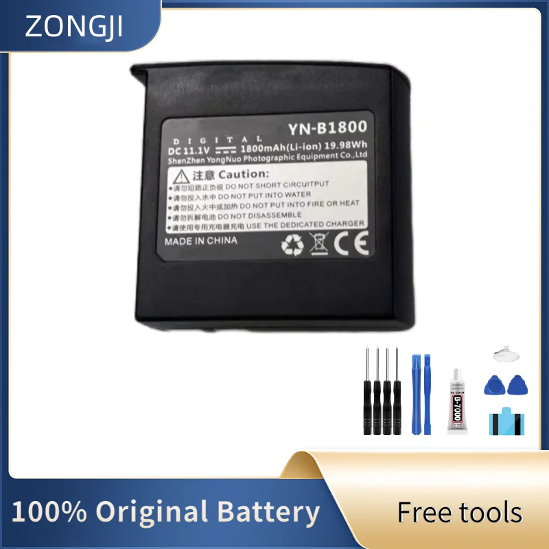 

New Battery YN-B1800 1800mAh For Yongnou YN860LI flashing lights Built-in battery + Free Tools