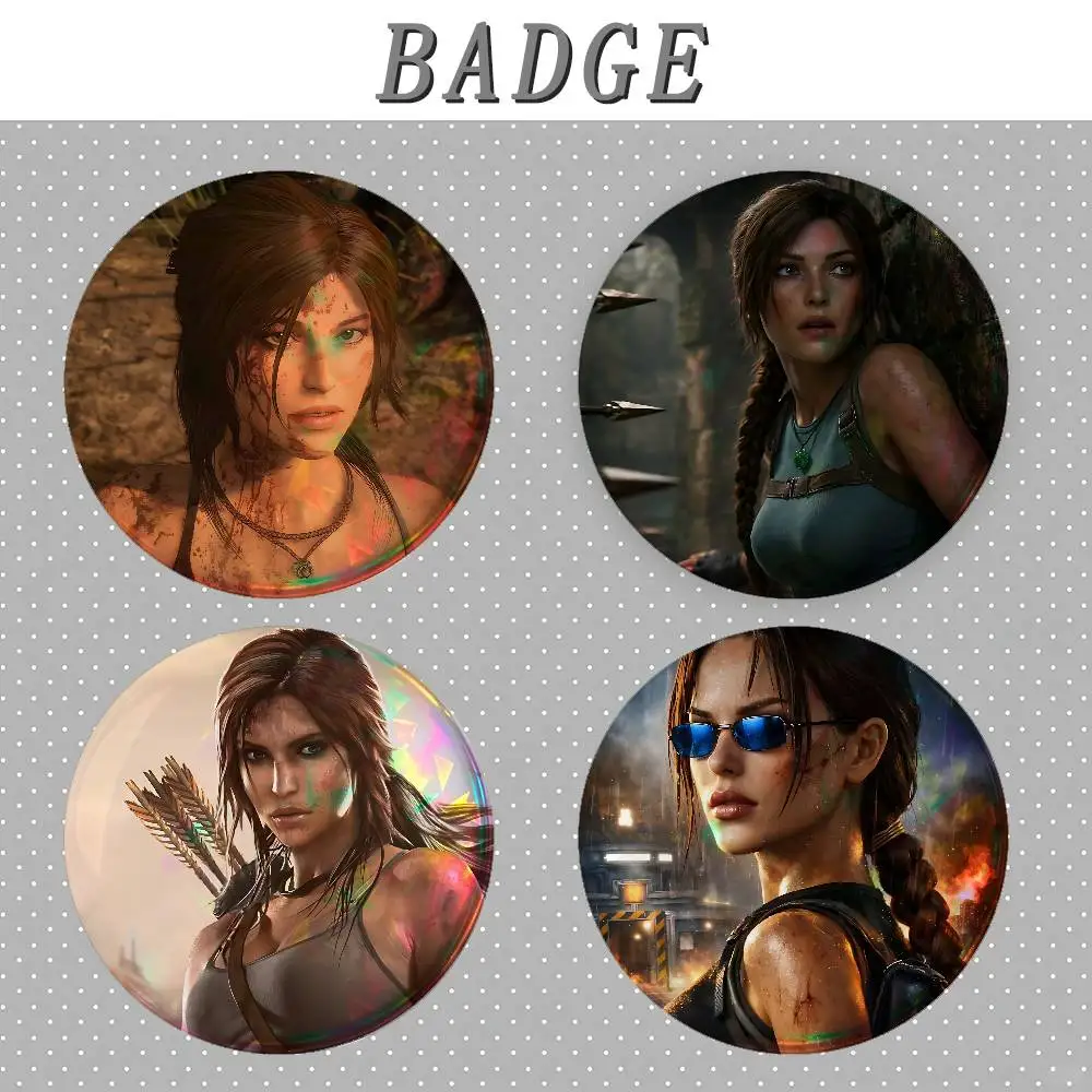 Game T-Tomb R-Raider Badges Tinplate Soft Button Pin Brooch Metal Badge Custom Jewelry Accessories Hat Bag Lapel