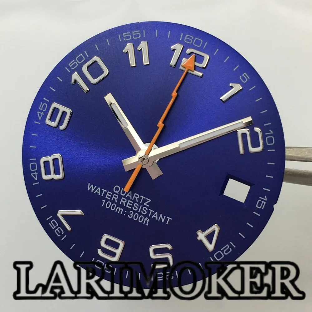 LARIMOKER 29mm Ronda 515 Quartz Watch Dial Hand Green Luminous Roman Numerals/Arabic Numerals Index 3 o'clock Date Window Dial