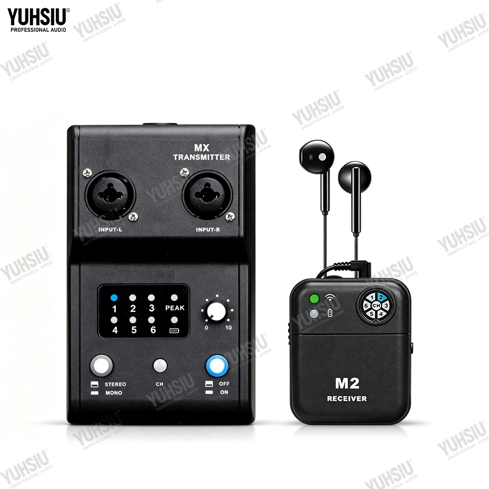 Professional Wireless In-Ear Monitor System, Stereo/Mono Switchable, 6 Channels,  for Musicians Singers Live Stage Performance