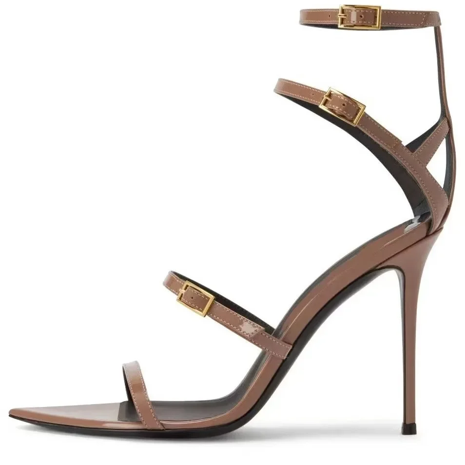 

Stiletto Simplicity Single-Strap Sandals Versatile Pointed Open-Toe High Heels Buckle Customized Large-Size Women Shoes Sandalia