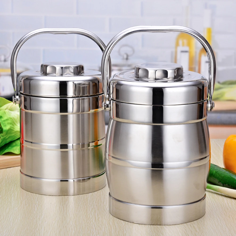 

Stainless Steel Thermal Lunch Box 2.8L Portable Insulation Container Leak Proof Lid For School Office Travel Multi Layer Food