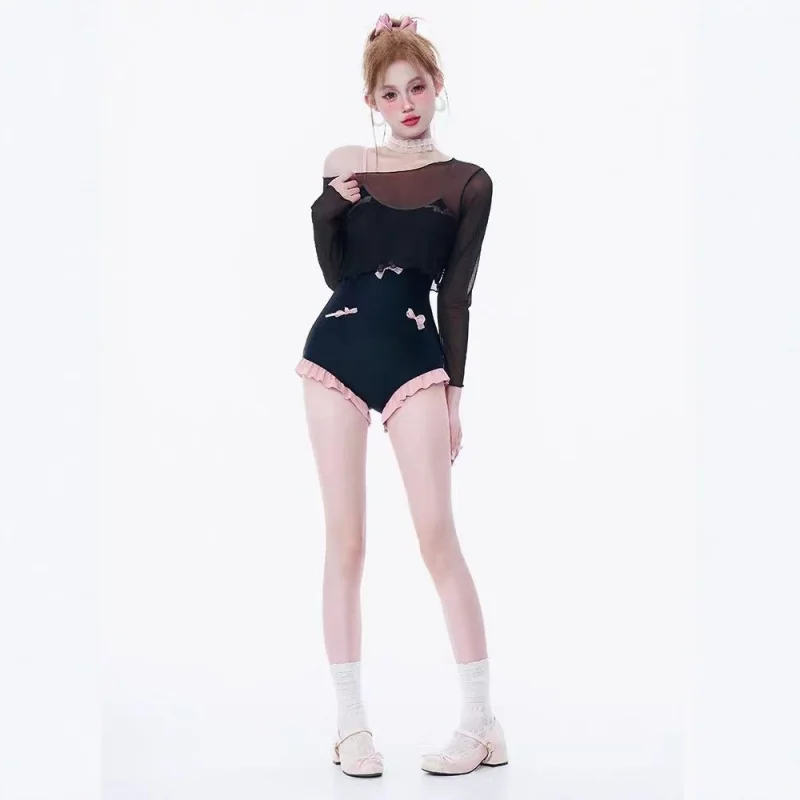 

Women's One-Piece Swimsuit2026Student Conservative Hot Spring Camisole Two-Piece Set with Jacket Swimsuit One-Piece