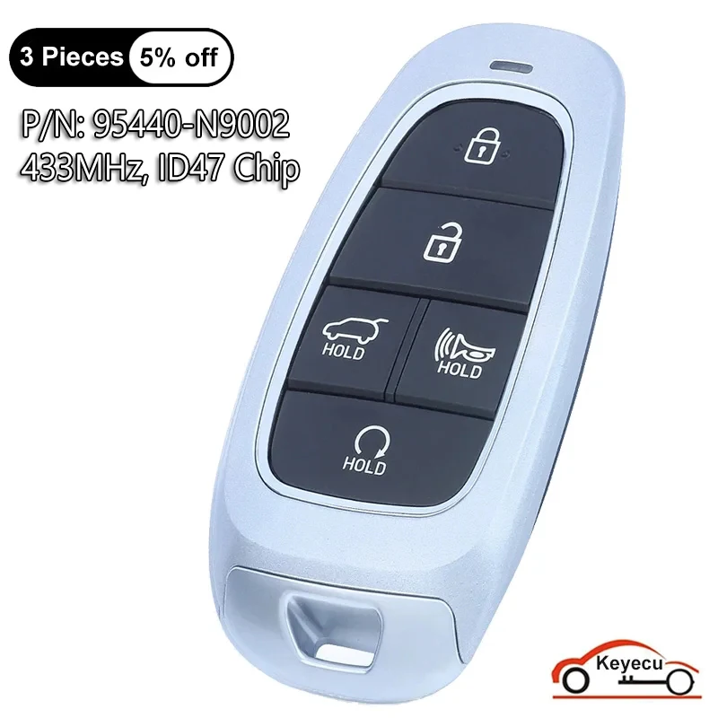 

KEYECU 5 Buttons 433MHz ID47 Chip for Hyundai Tucson 2021 2022 2023 Auto Smart Remote Control Key Fob 95440-N9002 TQ8-FOB-4F27