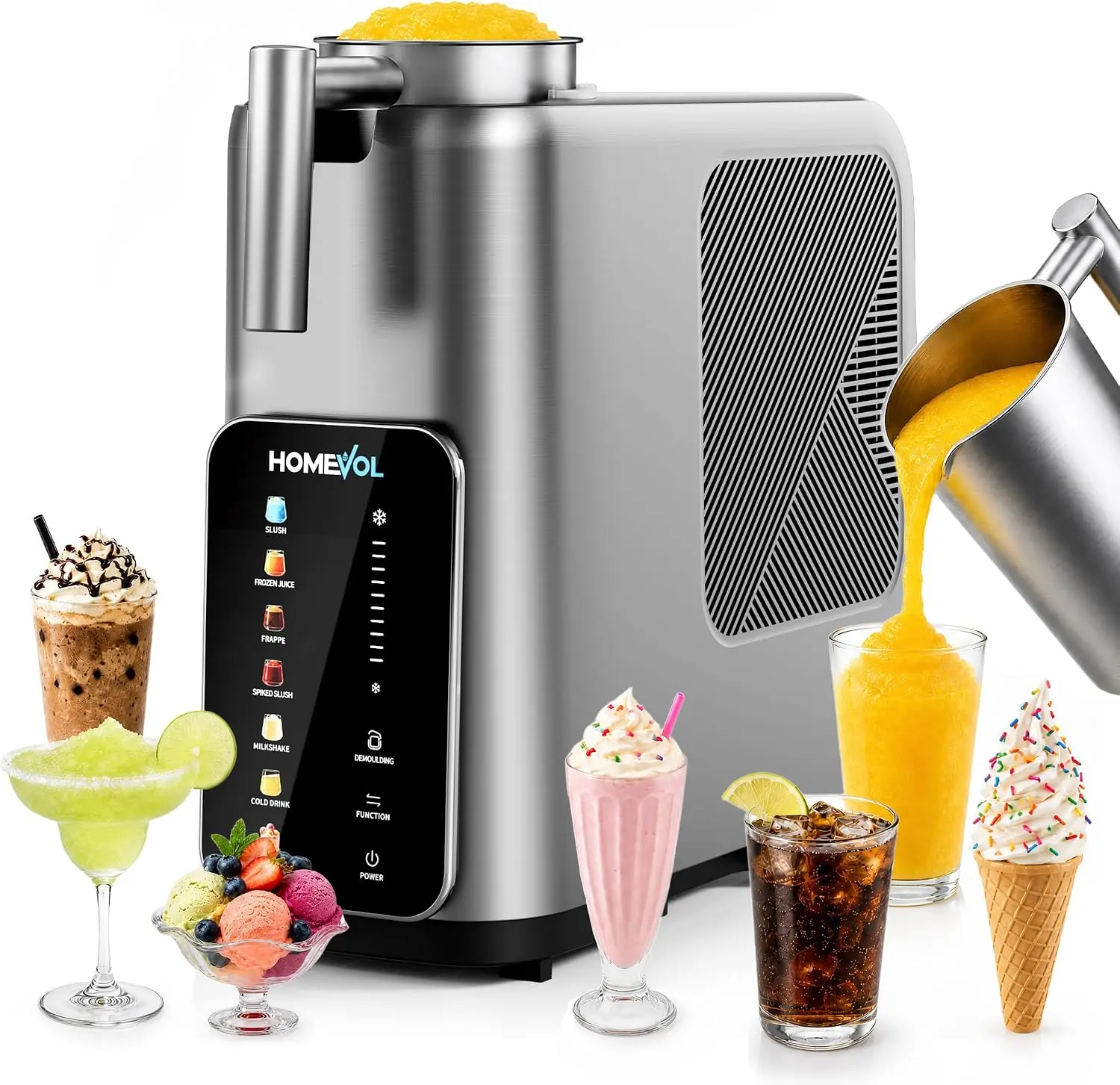 3 In 1 Slushie Machine Ice Cream Maker Frozen Drink Maker 7 Preset Programs No Ice Needed 10 Mins Rapid Chill 300 Oz Hour Led Di