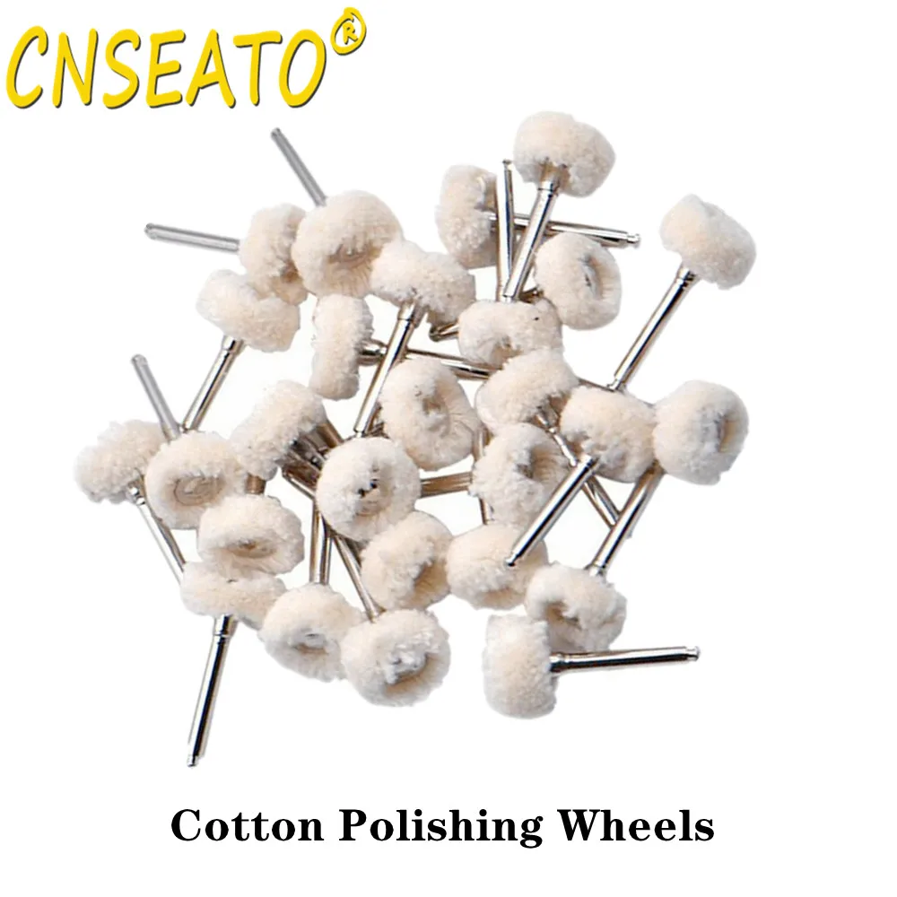 50pcs Dental Polishing Wheel Wool Cloth Cotton Felt Teeth Polisher Prophy Brushes Grinding Rotary Tools For Low Speed Handpiece