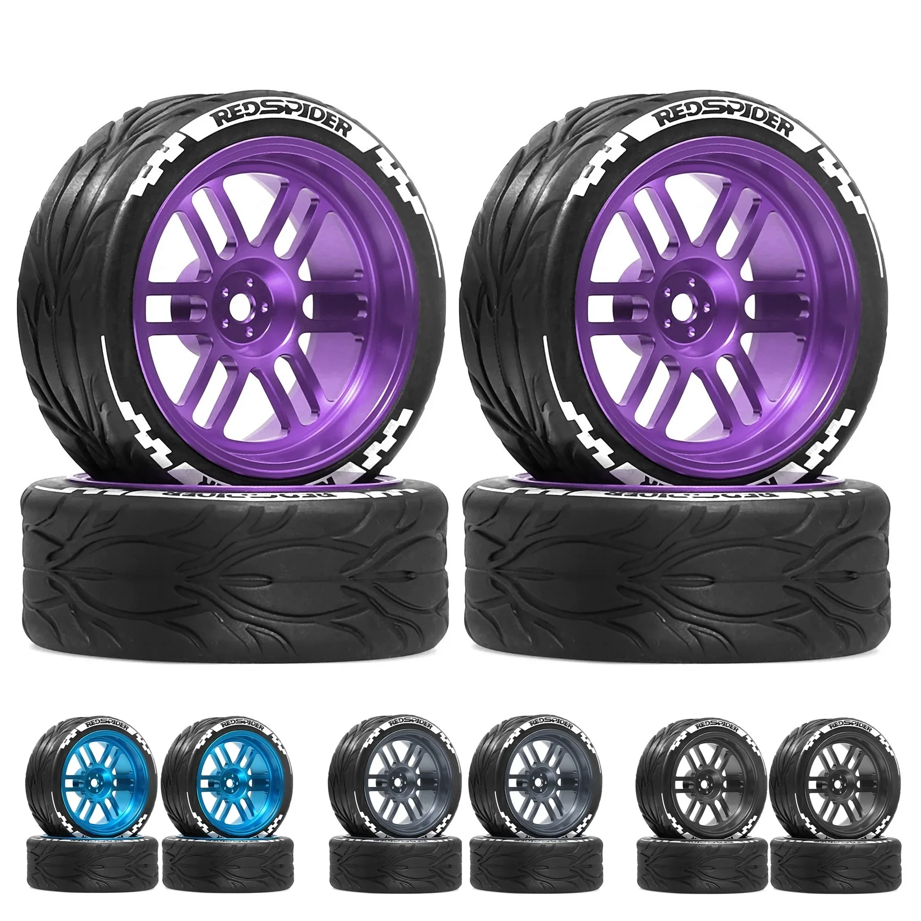 

4 шт. 66 мм металлический обод с шестигранным ободом 12 мм для Tamiya TT01 TT02 TT02B TA06 XV01 XV02 масштаб 1/10 RC Racing Car Upgrade Tire