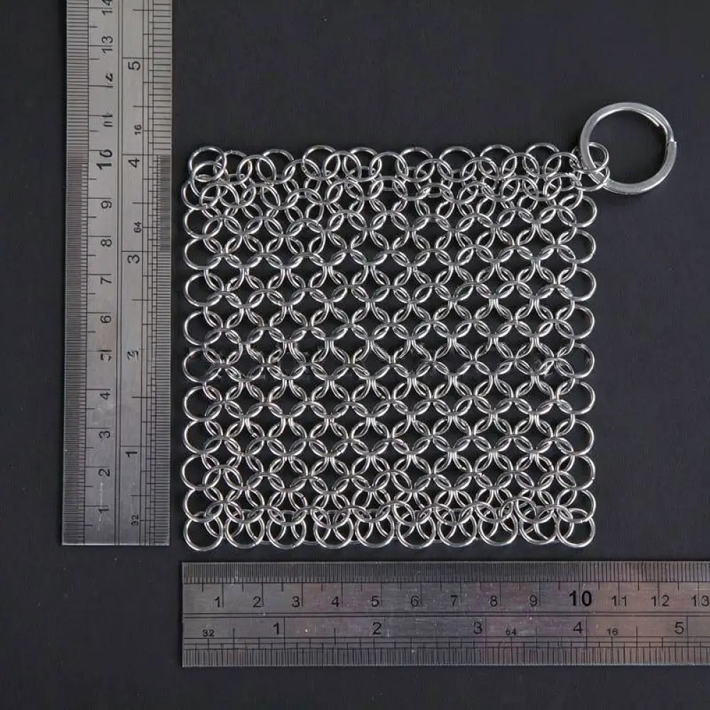 Kitchen Cleaning Tool Stainless Steel Chainmail Scrubber For Cast Iron Cookware Grill Pan Pot Durable Metal Mesh Scrubber