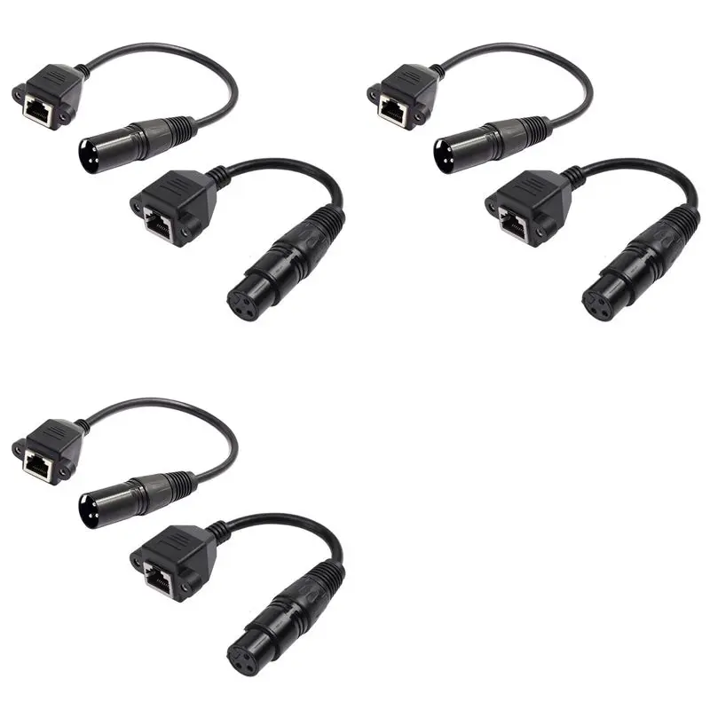 Classic-3 Pair XLR 3Pin To RJ45 Female Adapter RJ45 To XLR DMX Connector Extension Cable For DMX-CON Controller Series