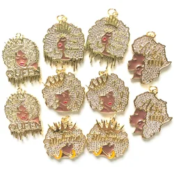 10pcs Diva Afro Queen Black Girl Magic Melanin Charms Pendants Bundle for Women Jewelry Bracelet Necklace Handmade DIY Accessory