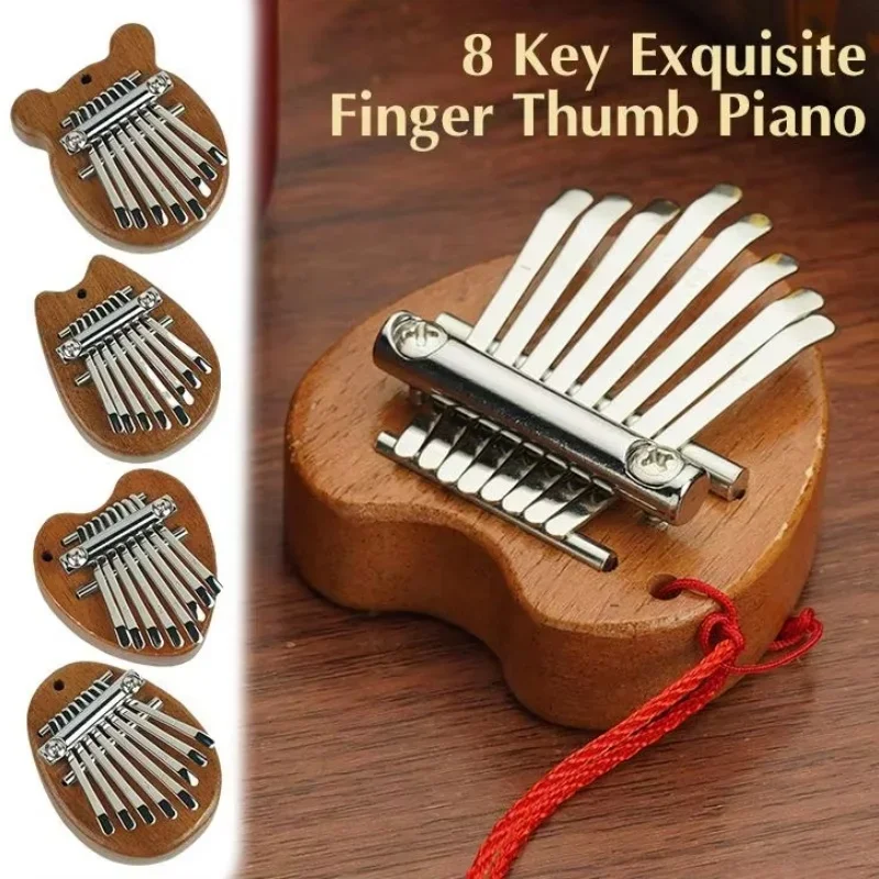 Mini 8 Key Kalimba Thumb Piano Gifts for Beginners Music Lovers Players Cute Instrument Pendant Keychain Accessories