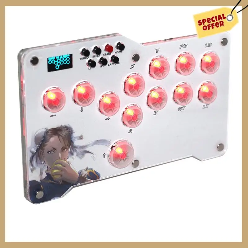 Mini Hitbox Fight Stick LED Mini Hitbox Controller Parts Accessories For PC PS4/PS3/Switch Arcade Joystick Fight Box