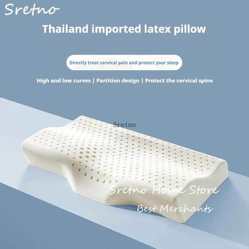 

Natural Latex Pillow Cervical Spine Low Pillow Ergonomically Designed Aid Sleep Student Adult Neck Pillows Rubber Pillow Cores