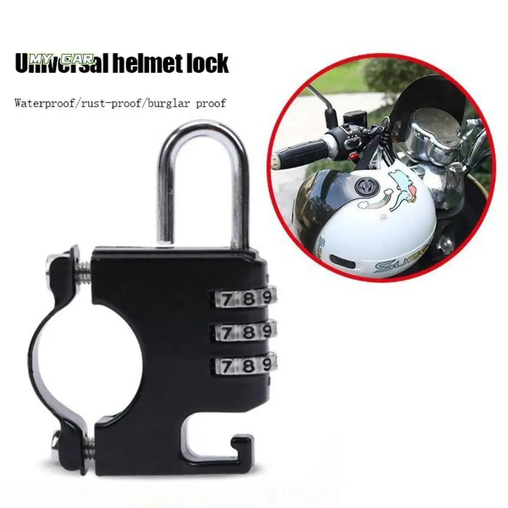 

3 Digit Helmet Combination Lock Solid Rust-proof Password Helmet Lock Waterproof with Hook Anti Theft Padlock Motorcycle