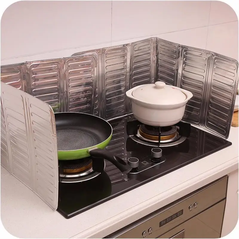 Kitchen Grease Foil Insulation Block Oil Splash Plate Cooking Hot Baffle Tinfoil Board Aluminum view 4
