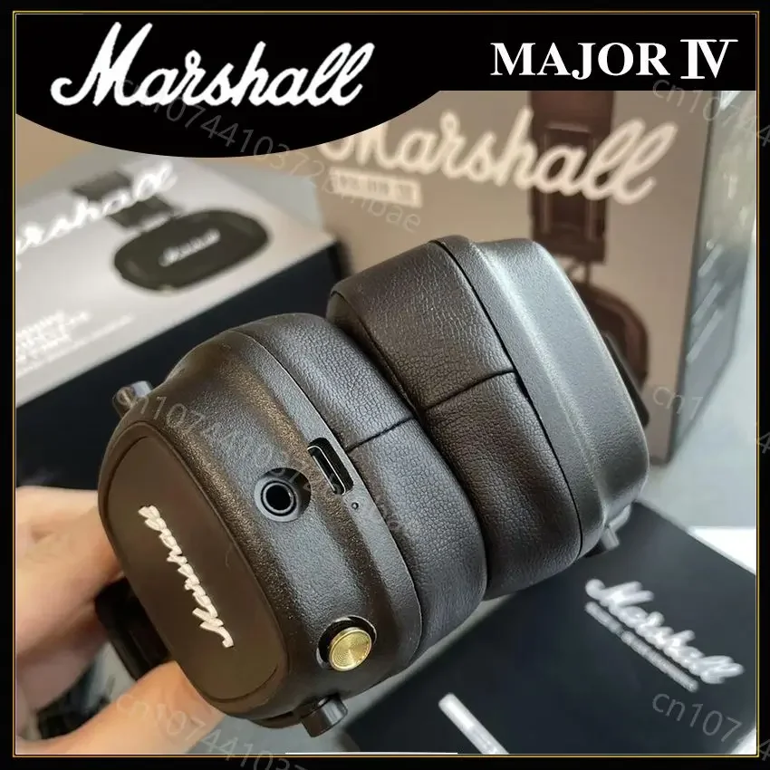 Marshall Major IV 4-Casque Bluetooth sans fil, Écouteurs classiques, Basses profondes, Pliable, Pop Rock, Rétro, Musique, Microphone, Casque