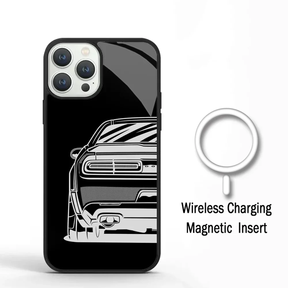 D-Dodge-S C- Challenger S-RTs Phone Case For IPhone 11 12 13 14 15 Plus Pro Max Mirror Acrylic Cover For Magsafe