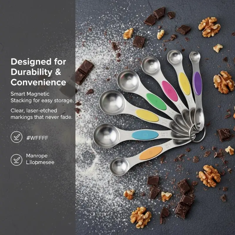 【YA】Stainless Steel Magnetic Measuring Spoons Set 8Pcs Dual Sided Stackable Nesting for Baking Cooking Kitchen Supplies