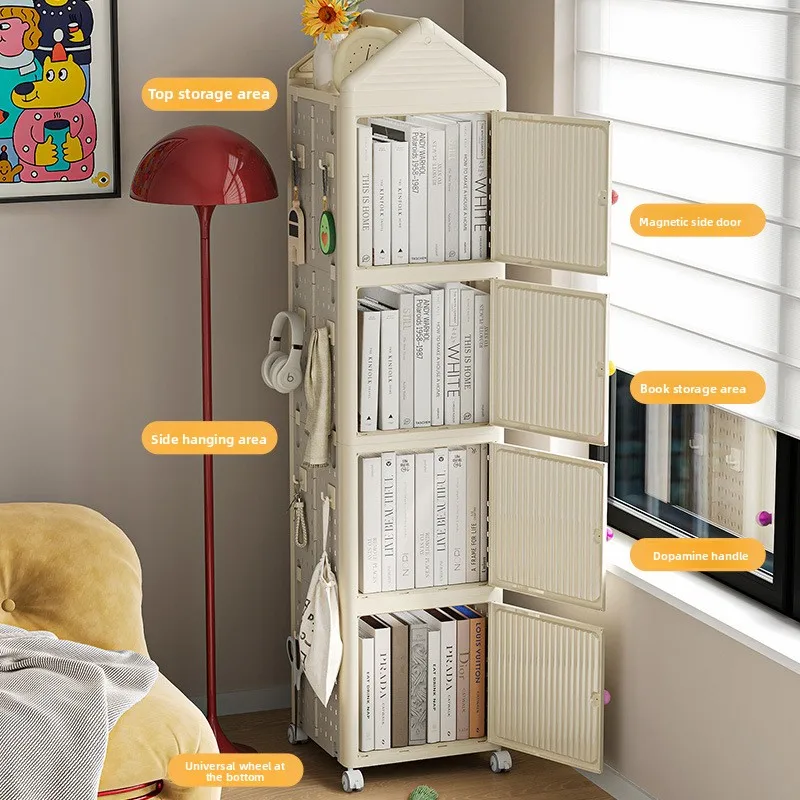 Children's rotating bookshelf Shelf Floor-to-ceiling removable bookcase Snack toy locker Book finishing storage cabinet