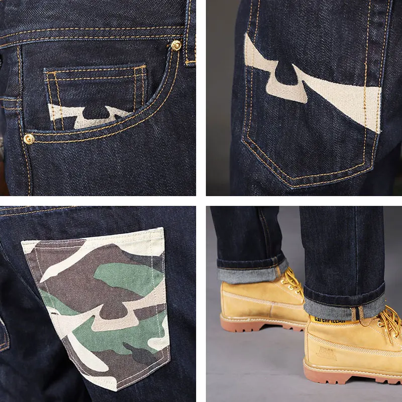 Newly Designer Fashion Men Jeans High Quality Original Black Blue Vintage Jeans Men Redline Selvedeg Casual Denim Pants Hombre