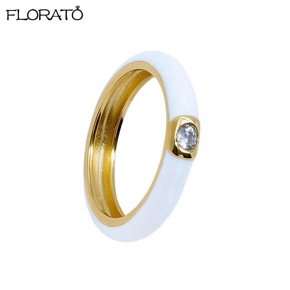 Women's Colorful Enamel Ring, 24K Gold Plated Candy Colors Gift