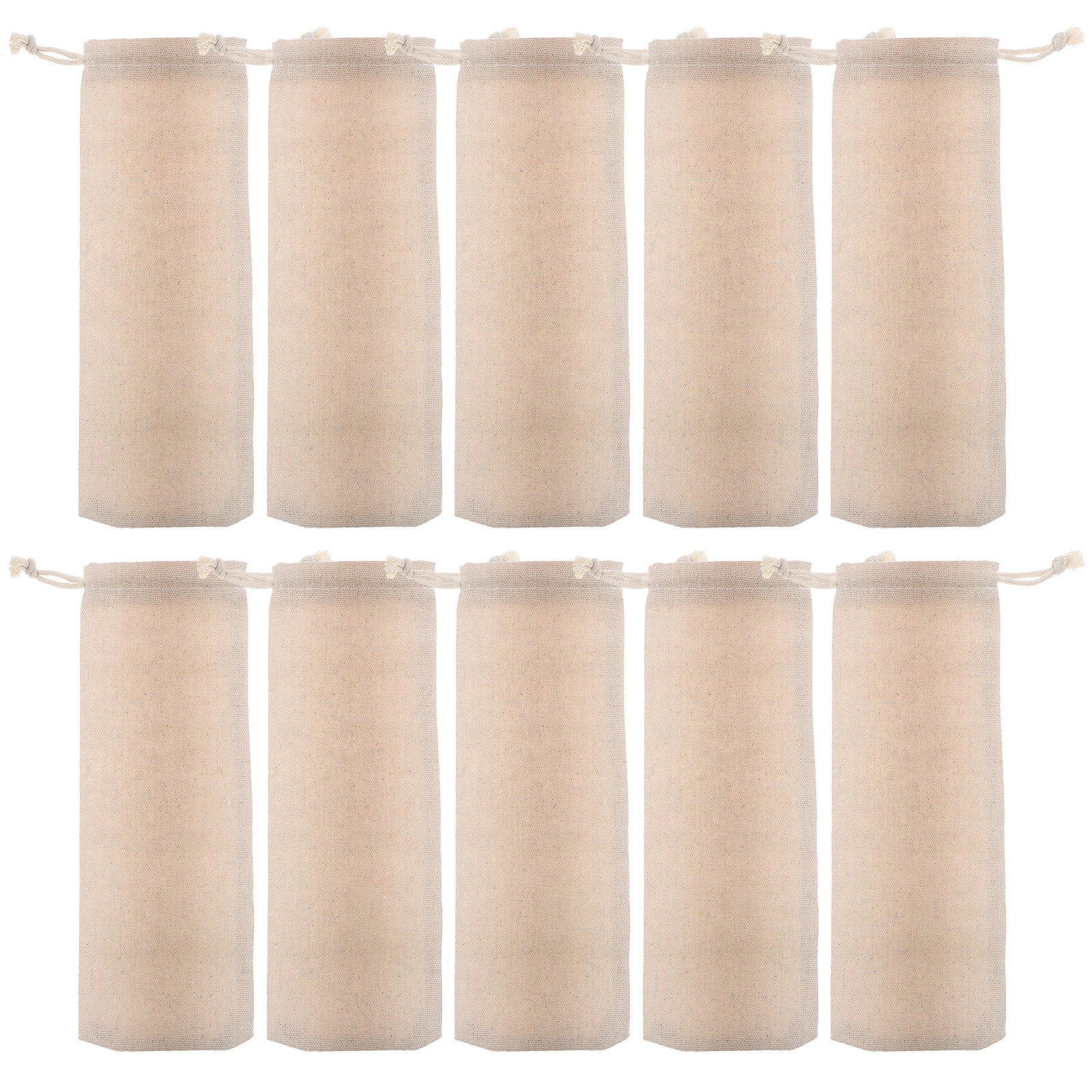 

10Pcs Straw Carrying Case Cotton Linen Pouch Bag Easy Clean Drawstring Storage for Stainless Steel Reusable Straws Fork Spoon
