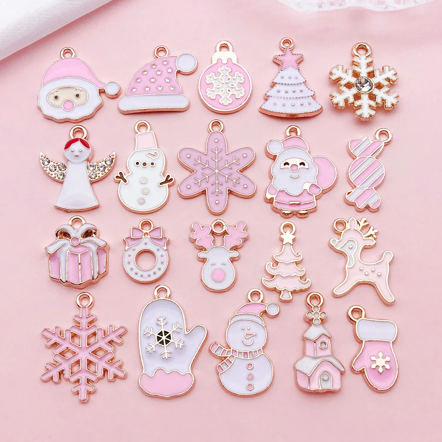 5pcs/20pcs Alloy Enamel Christmas Pendant Jewelry Making DIY Keychain Earrings Charms for Jewelry Bracelets Necklace