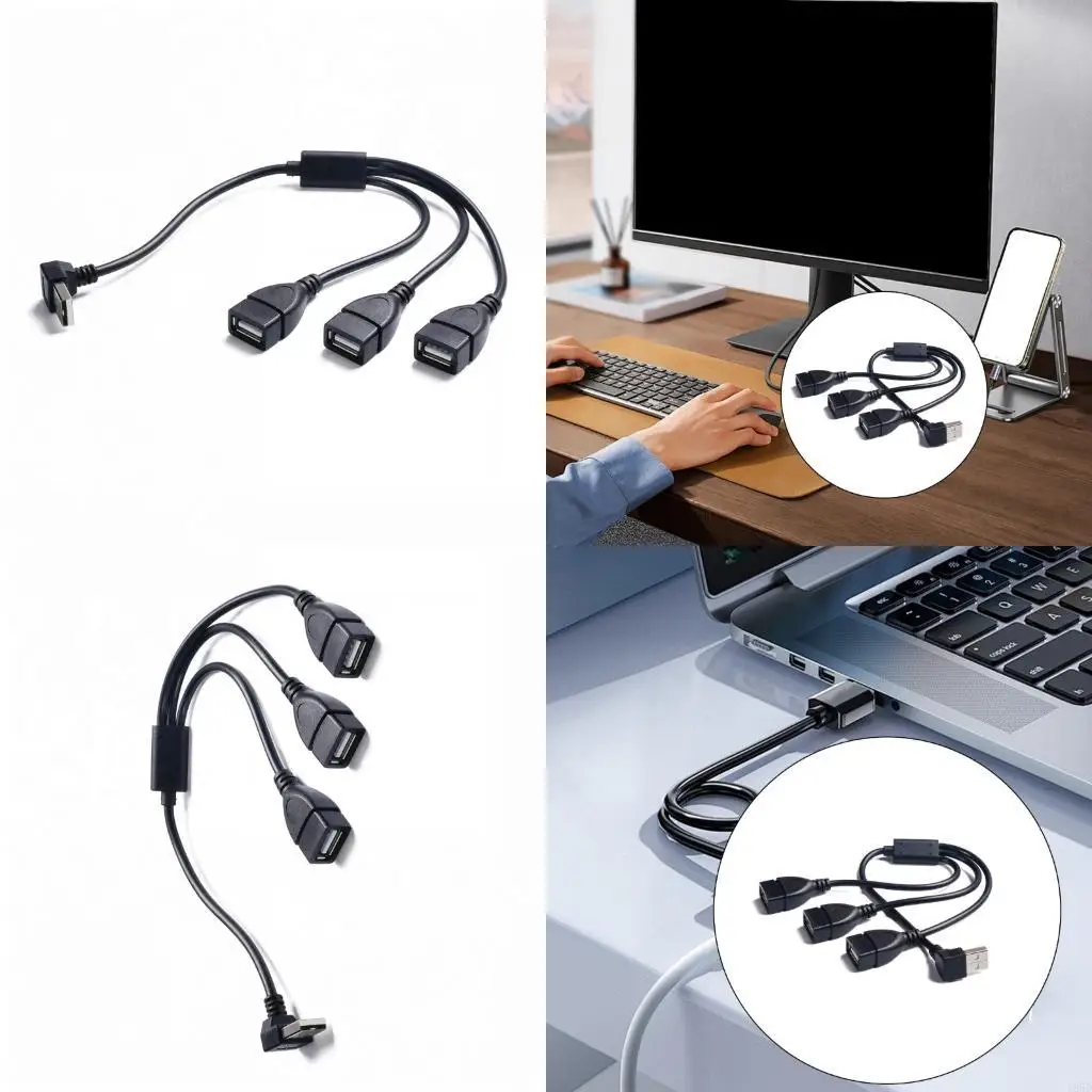 USB2.0 Splitter Adapter 1 Male to 3 Female Port Charging Data Sync