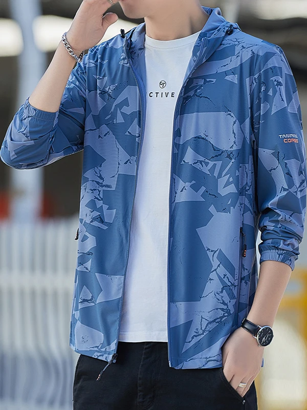 

Летняя мужская солнцезащитная одежда из ледяного шелка: легкая, дышащая, с защитой от УФ-излучения, камуфляжная, охлаждающая, модная верхняя одежда