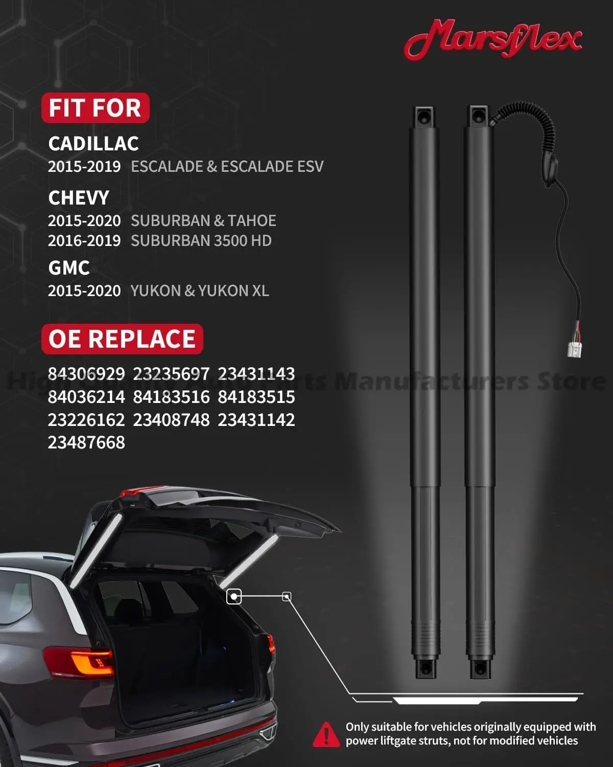 Per Una Coppia Per Chevy Suburban Tahoe GMC Yukon XL Cadillac Escalade ESV 2015-2019 Portellone Elettrico Ad Alte Prestazioni Struts Rep