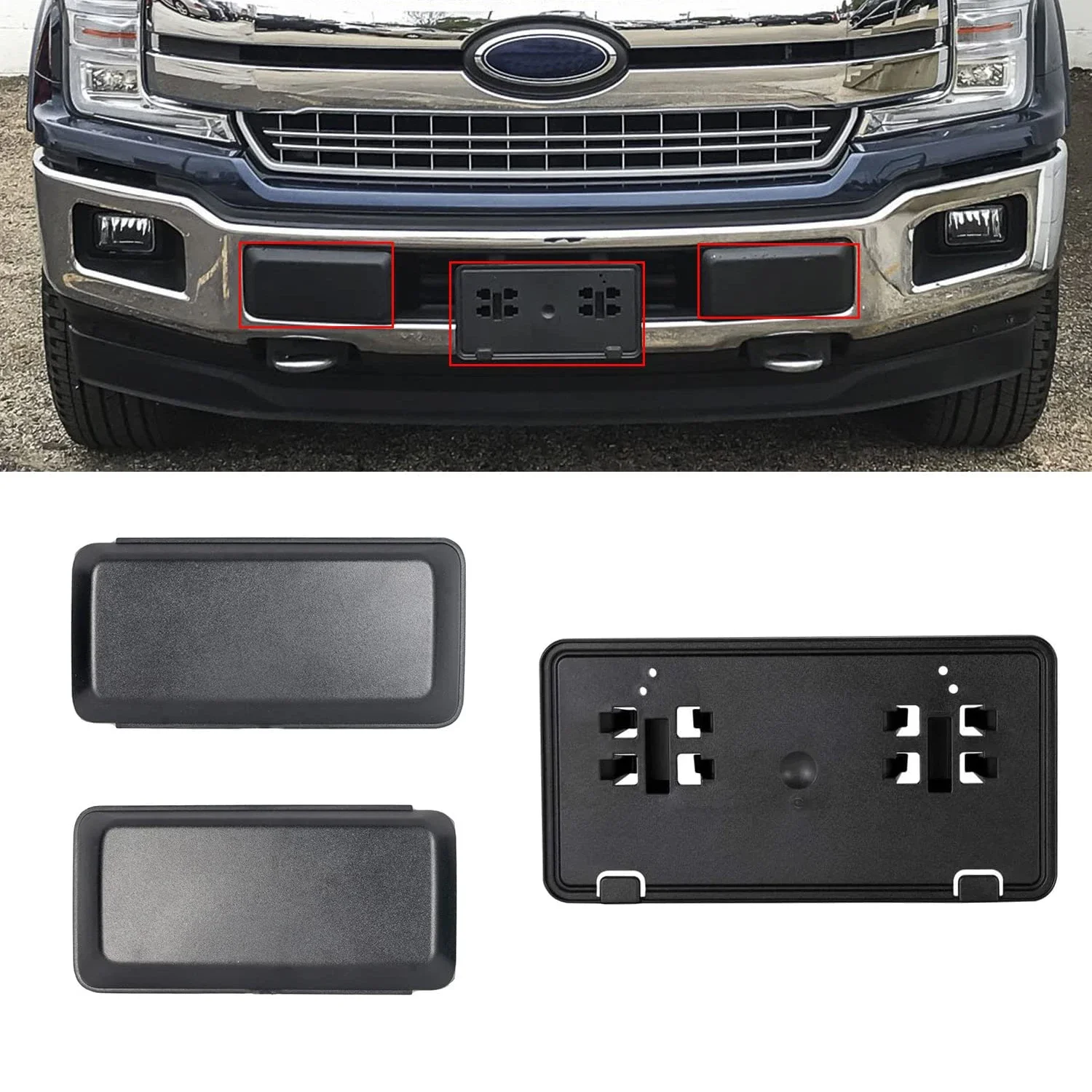 Front Bumper Guard Pad Insert  Cover License Mount Bracker Holder For Ford F150 2018 2019 2020 Car Accessory