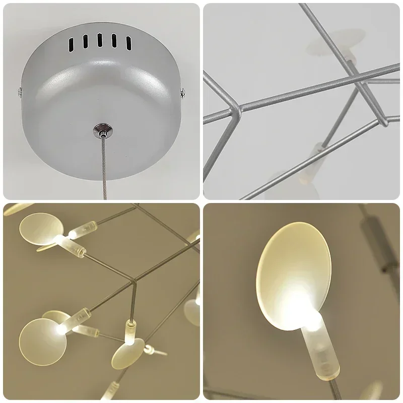 SANDYHA Modern Luxury Firefly Chandelier Branch Design Iron Work Pendant Light Led Lamps for Living Room Dinning Indoor Lighting