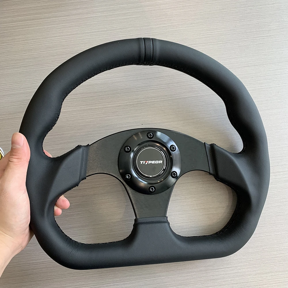 Universal 330mm Black Edition Leather Sport Modified Racing Steering Wheel D-type game simulator steering wheel