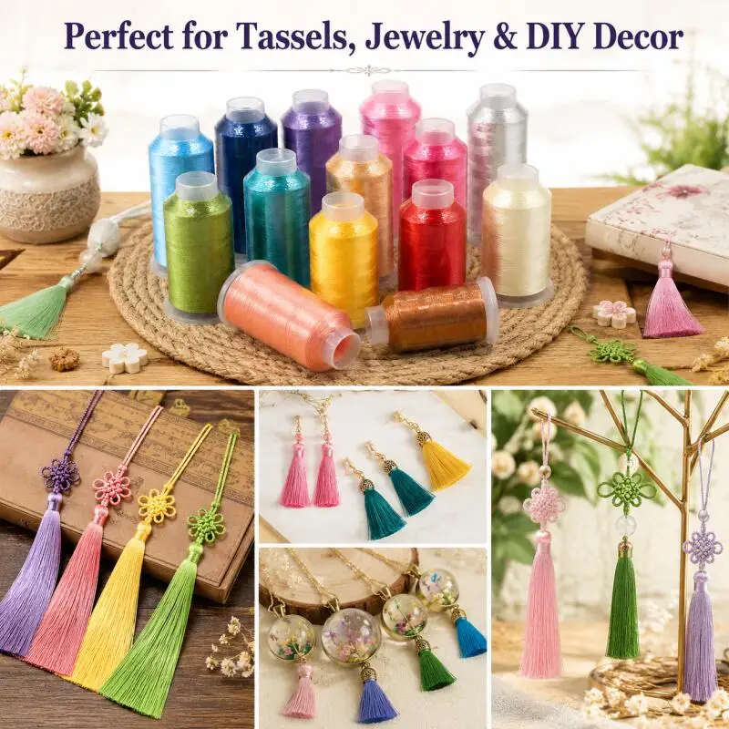 150D/2-fädiger DIY Handgefertigter Quastenfaden Polyester-Stickgarn Stickerei-Nähgarn Textil-DIY-Nähzubehör – Detail 5