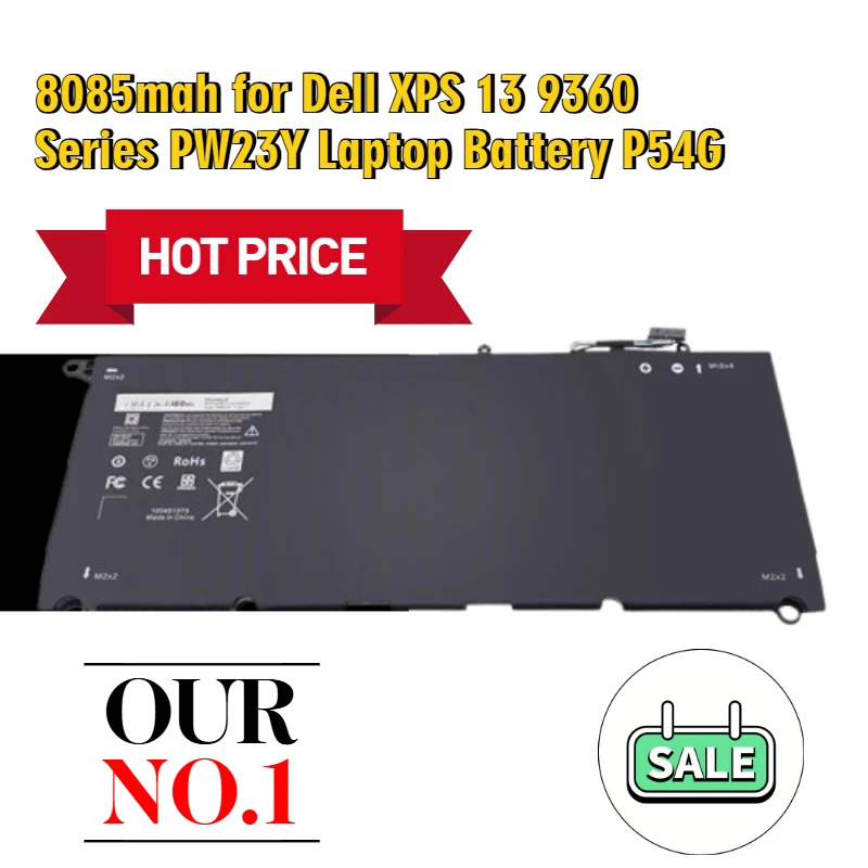 

8085mah for Dell XPS 13 9360 Series PW23Y Laptop Battery P54G