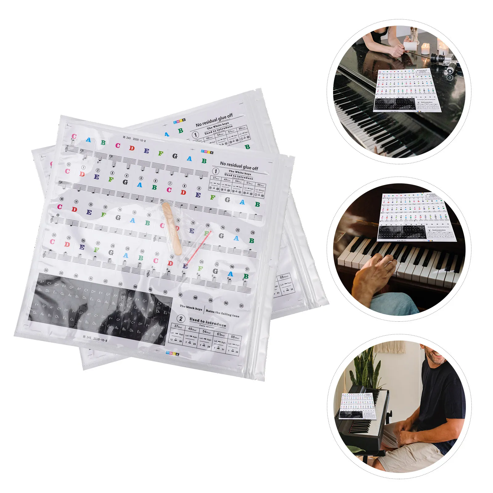 

2Sets Piano Keyboard Stickers Easy Apply Decals for Beginner Fast Learning Support Most Piano Types Effective Teaching Resource