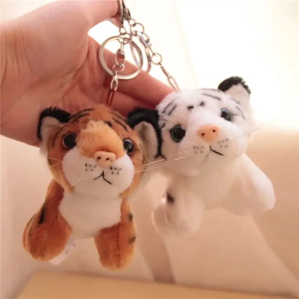 Cartoon Plush Keyring Stuffed Animal Tiger Toys Soft Animal Charm Cute Key-Rings Children's Bag Purse Backpack Wallet Keychains